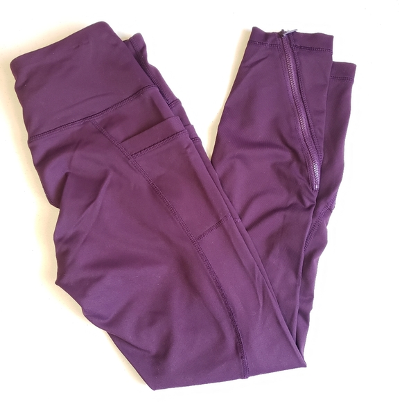 90 Degree By Reflex Pants - 90 degree by reflex wine leggings w/ back leg zip